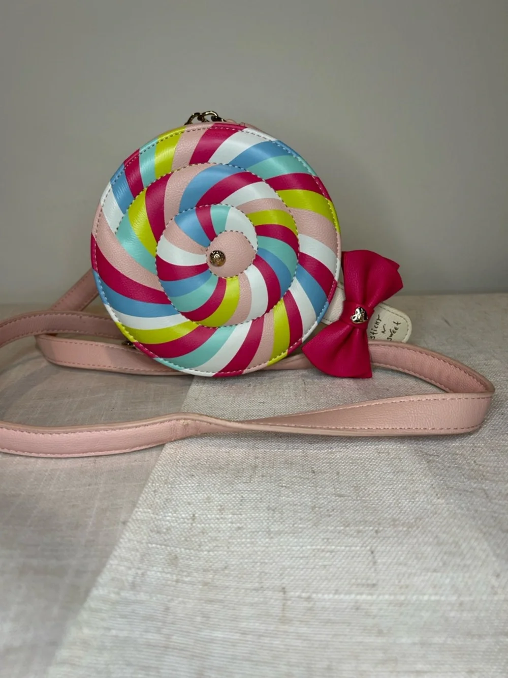Betsey Johnson Candy Swirl Round Crossbody Bag in Pink & Multi-Color - Picture 1 of 11